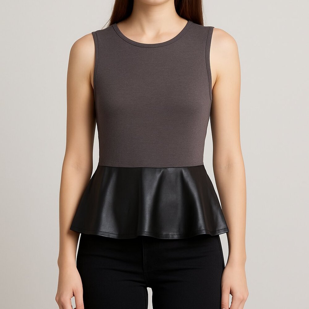 Truly Dear Faux Leather‎ Peplum Top